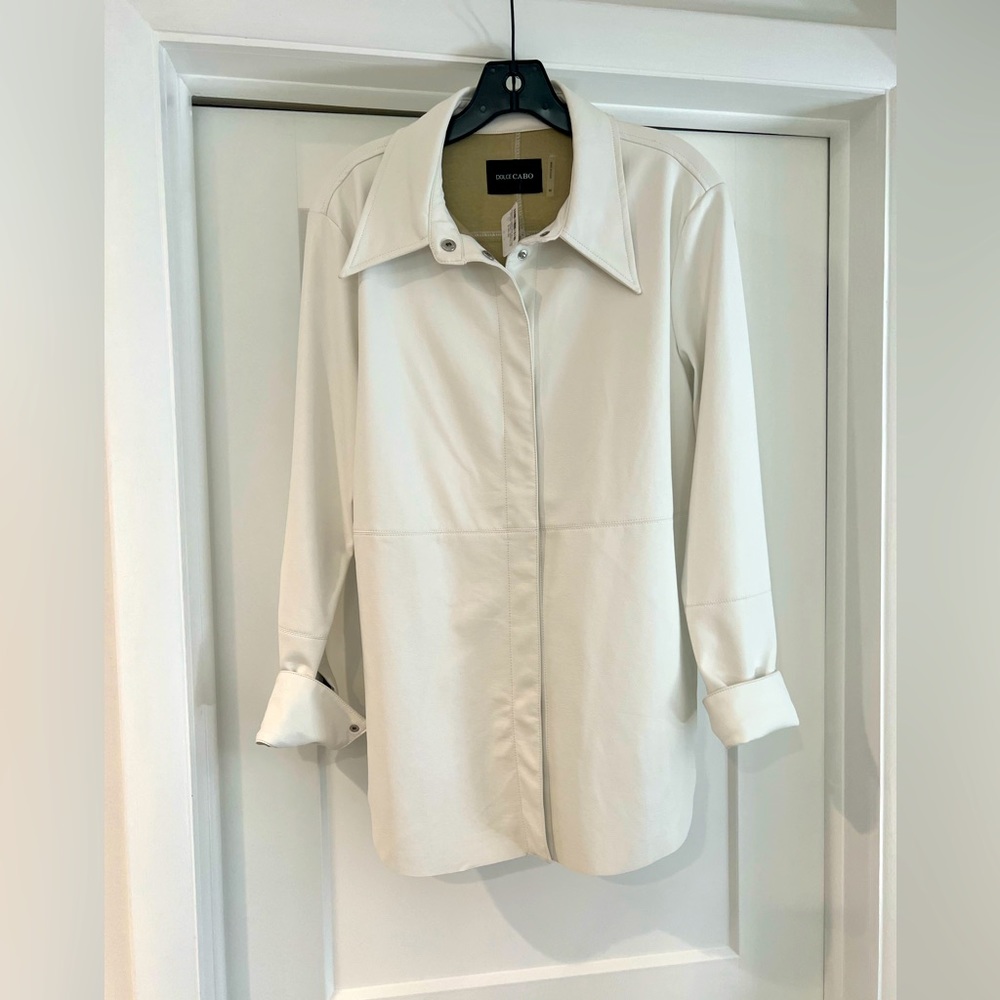 NWT Dolce Cabo white vegan leather shirt/jacket